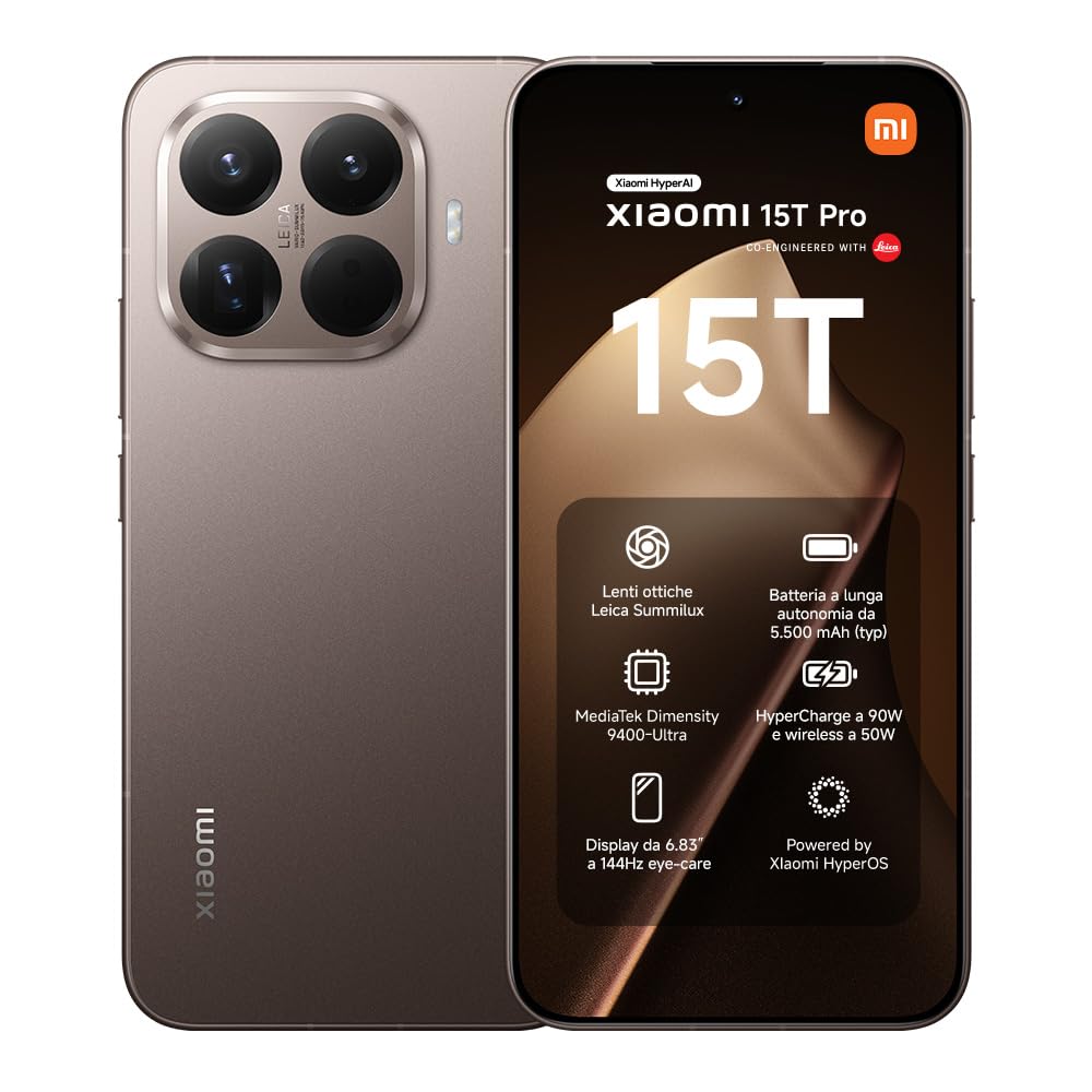 XIAOMI 15T Pro, Smartphone 12+256GB, Marrone Moka, MediaTek Dimensity 9400+