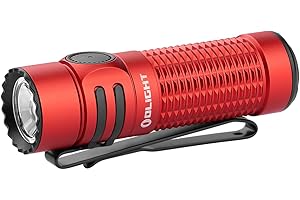 OLIGHT Warrior Nano Tactical Flashlight, 1200 Lumens Rechargeable LED Light with MCC Charger, Dual Switches EDC for Emergency, Outdoors and Camping (Red)