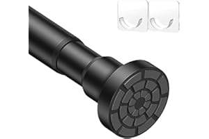 MOEROTER Heavy Duty Tension Curtain Rod Adjustable 28-54 Inch No Drill Spring Shower Rod, Non-Slip Black Bathroom Window Doorway Rod for Curtains Clothes