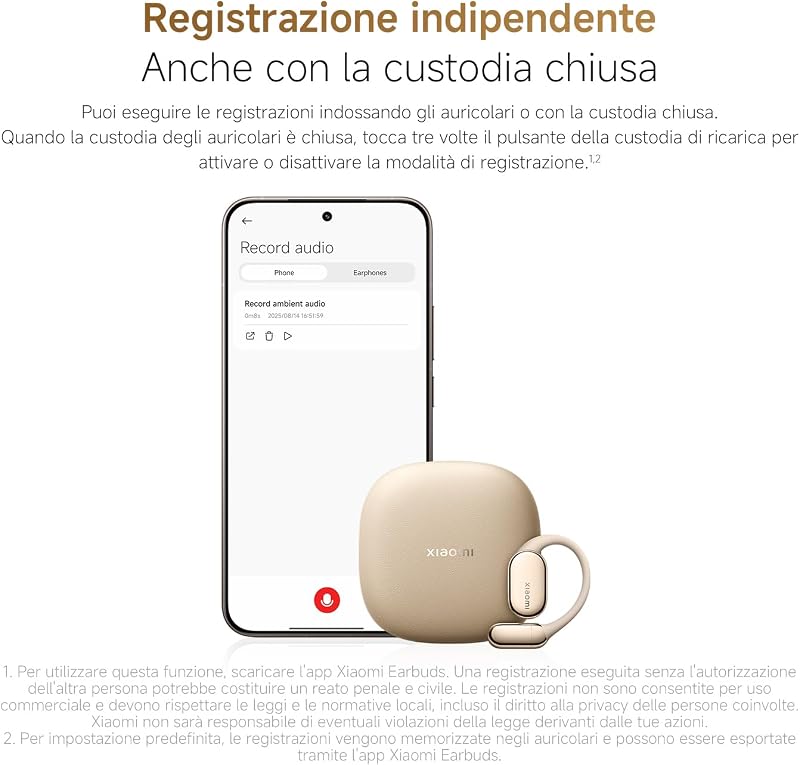 OpenWear Stereo Pro Open-Ear Auricolari, 45h Batteria, Oro Sabbia