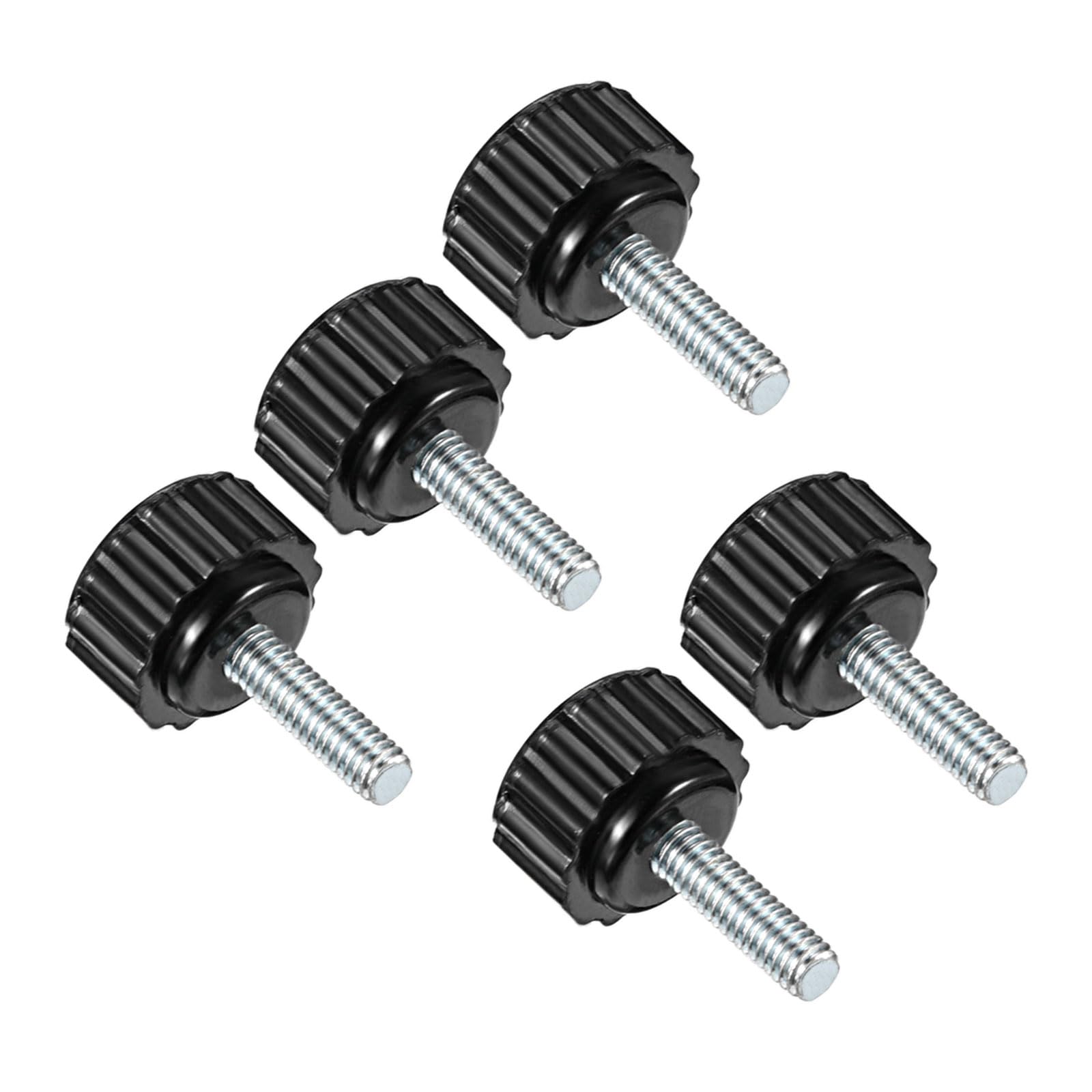 CoCud Knurled Clamping Knobs, M4 x 14mm Male Thread 16mm Head, Thermoset Plastic Thumb Screw Grip Bolt Knobs Black - (Applications: for Lathe Machinery), 5-Pieces