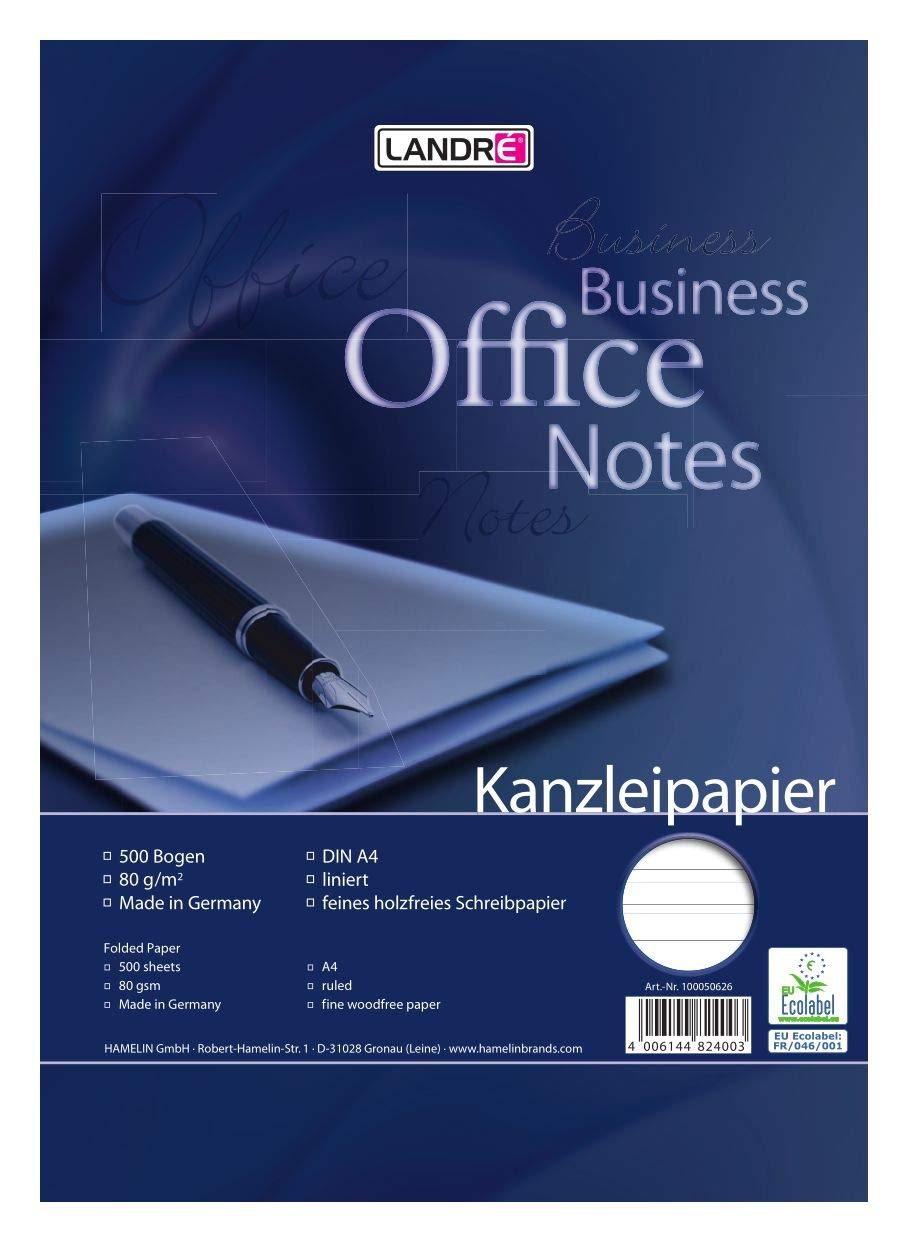 LANDRÉ Foolscap Ruling 21, Lined "Office", 80 g/m² Papier
