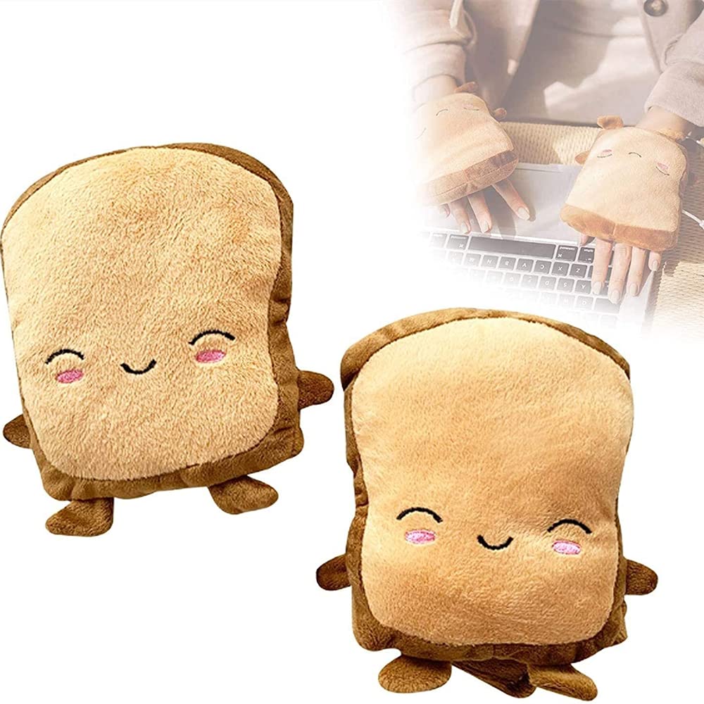 1 Pair USB Heated Gloves Winter Hand Warmers, Cute Soft Comfortable Plush USB Heated Warm Mittens Gloves, Half Fingerless 5V USB Powered Heating Gloves Xmas Gift for Women Children