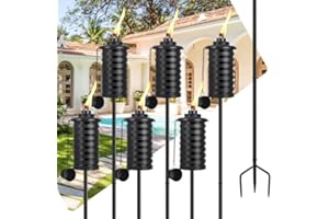 ZSZMFH 6 Pcs Metal Torch for Outside, 16 oz Outdoor Metal Torch Garden Décor,59-Inch Upgraded Citronella Torches with 3-Prong Grounded Stake, Table Top Torches for Party Patio Pathway