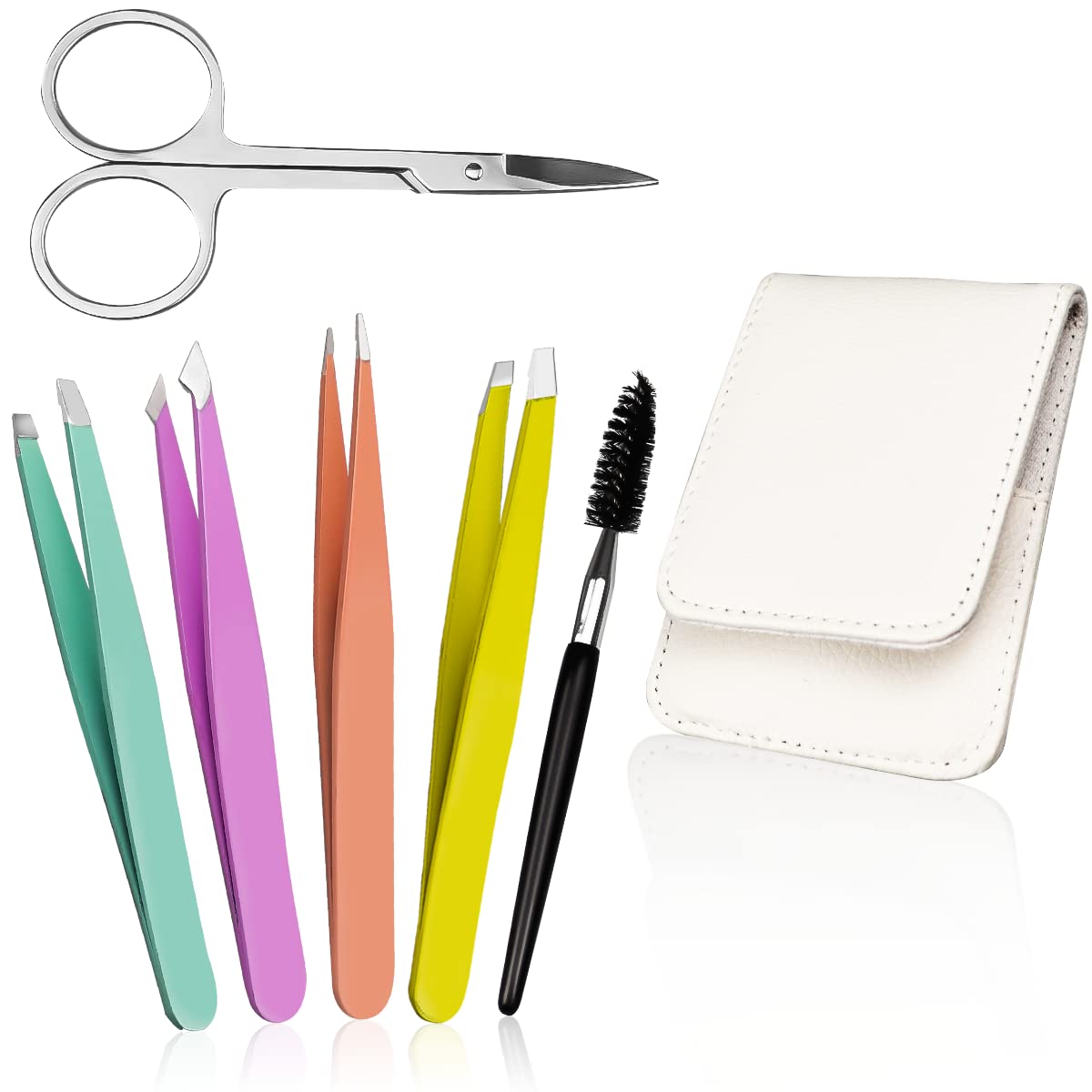 Eyebrow Tweezers Kit, 6pcs Precision Tweezers for Facial Hair Kit, Professional Stainless Steel Tweezers Set