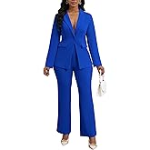 Womens 2 Piece Pant Suits Dressy Blazer Jacket Flare Pants Set Casual Business Suiting Formal Work Office Outfits
