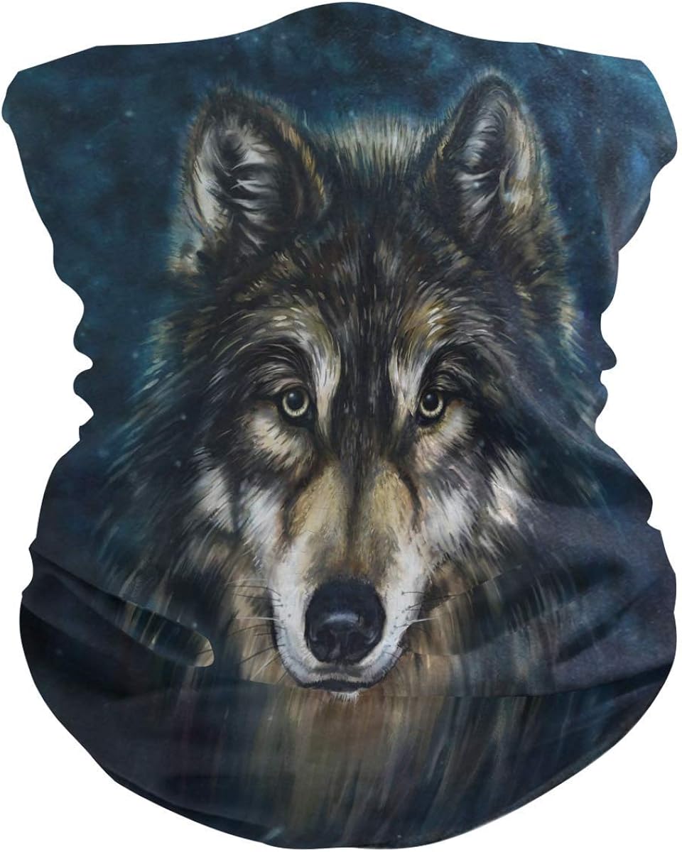 Wolf Head Men Women Bandana Face Neck Gaiter Face Scarf MaskDust, Sun