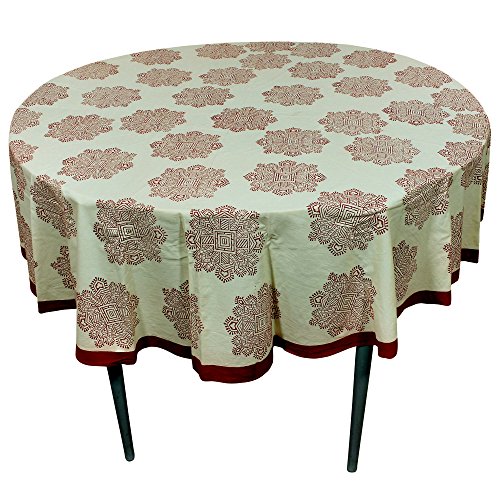 Christmas gifts creame floral round tablecloth in cotto…