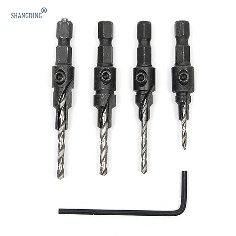 Generic 4pcs/set HSS Screw Countersink Drill Bit Set Quick Change Hex Shank #6 #8 #10 #12 Countersink Drill Bits