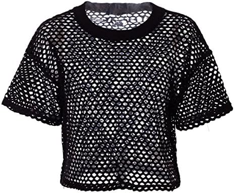 Women's Sexy Sheer Short Sleeve See Through Mesh T-Shirt Crop Top