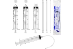 HYDDEB 20ml Luer Lock Syringe with Cap and Soft Plastic Tube, Individually Wrapped 10 Pack, Suitable for Pet Liquids Feeding