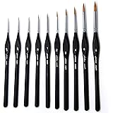 Detail Paint Brushes Set 10pcs Miniature Brushes for Fine Detailing & Art Painting - Acrylic, Watercolor,Oil,Models, Warhamme