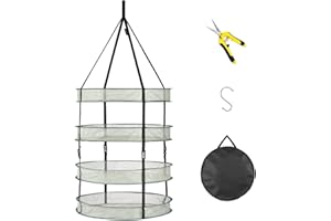 YSSOA 2ft 4 Layers Herb Mesh Drying Rack with 6.5” Gardening Hand Pruner, Stainless Steel Straight Blades Included, Yellow