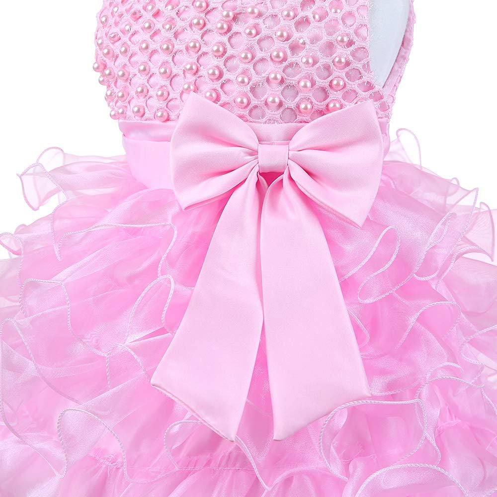 Baby Girl Dresses Ruffle Lace Pageant Party Wedding Flower Girl Dress: Clothing