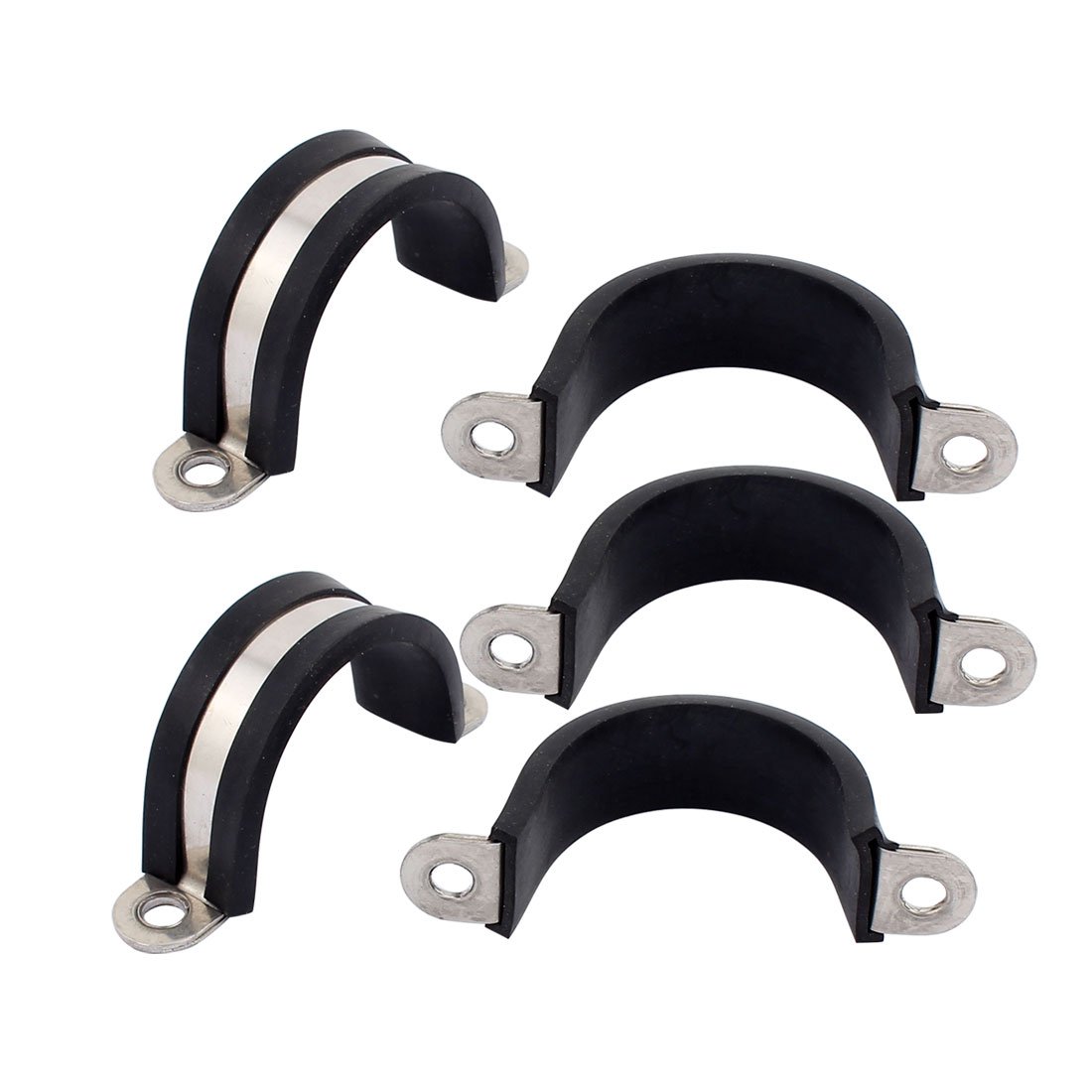 sourcingmap 5Pcs 35mm Dia Rubber Lined U Shaped Stainless Steel Hose Pipe Clips Clamp Cable