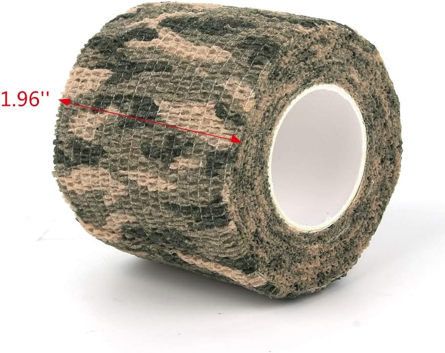 AIRSSON 5 Roll Camouflage Tape Cling Scope Wrap Military Camo Stretch Bandage for Gun Rifle Shotgun Camping Hunting 2" x5 yds Self-Adhesive (Woodland Camo - 6 Pack) : Sports & Outdoors
