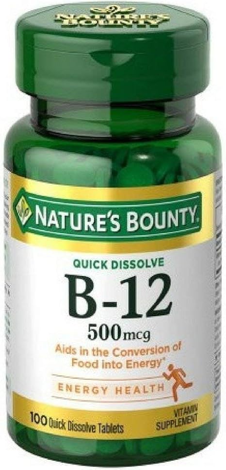 Nature's bounty b-12 sublingual 500mcg Natural Cherry flavor vitamin supplement microlozenges - 100 ct (074312035951)