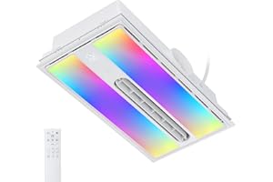 TOYOUSEA Bathroom Fan with heater and Light, 7 RGB Modes, 1800W 1.0 Sone Heater, 230 CFM Quiet Exhaust, 5-in-1 Design for Hea