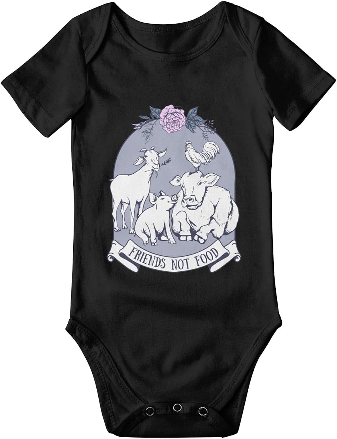 Friends, Not Food Baby Onesies Short Sleeve Bodysuits Infant Cute Jumpsuit Pajamas