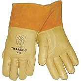 Tillman Large Brown Top Grain Pigskin CottonFoam Lined Premium Grade MIG Welders Gloves with Straight Thumb, 4" Cuff and Kevlar Lock Stitching
