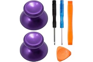 TOMSIN Metal Thumbsticks for Xbox One/ PS4 Controllers, Aluminum Joysticks Replacement Parts for Xbox One S (2 Pcs) (Purple)