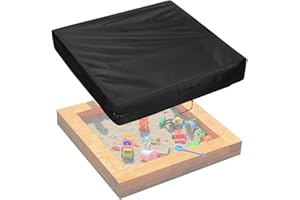 Safipotts Sandbox Cover, Heavy Duty Waterproof Sand Box Cover, Suitable Use as Kids' Outdoor Square Sandbox Lid (Black, 50"X 50"X7.8"), Only Cover