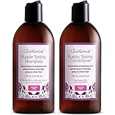 Just Nutritive Purple Toning Shampoo and Conditioner for Blonde, Gray, White, Silver, and Bleached Hair - Eliminate Brassiness, Boost Shine, Repair, Hydrate, Sulfate-Free, Paraben-Free - Pack 2-8oz.