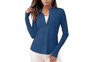 Women's Long Sleeve Active Tops for Hiking Yoga Golf Quarter Zip Sun Protection Swim Shirt Quick Dry Rash Guard