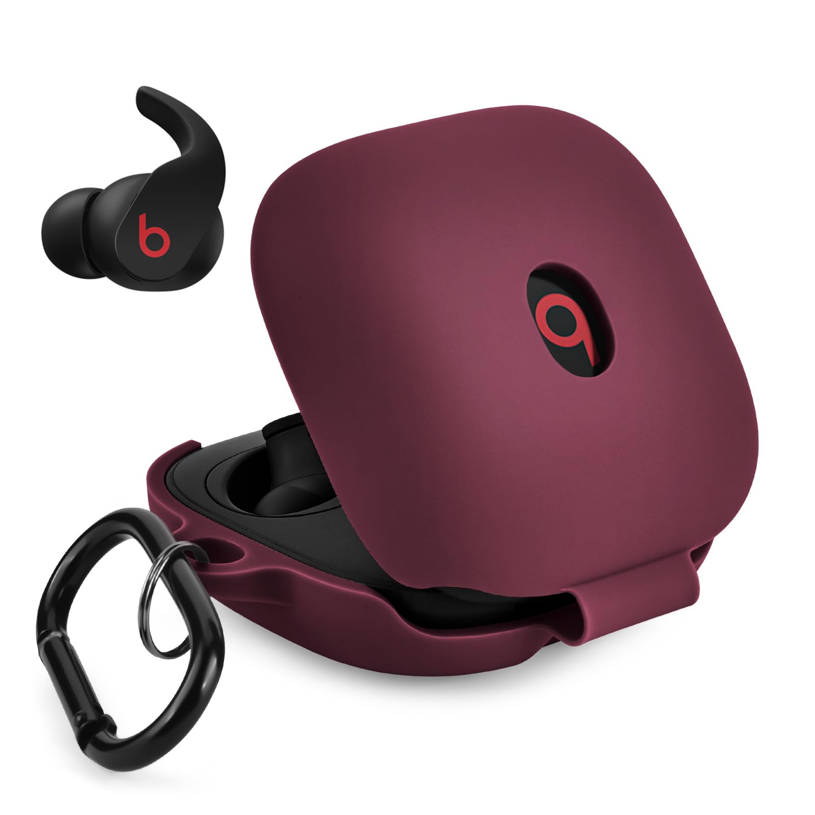 Photo 1 of Case for Beats Fit Pro Cover, VISOOM Soft Case for Apple Beats Fit Pro 2021 Silicone Protective Beats Pro Cases- Burgundy