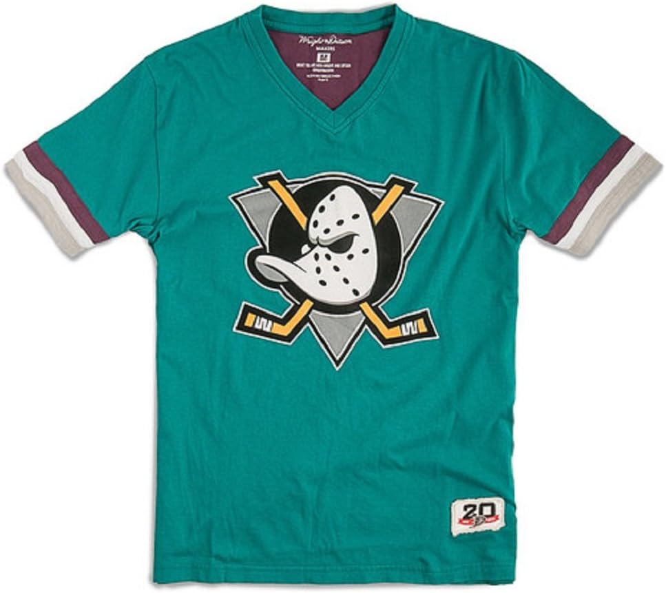 Anaheim Mighty Ducks NHL Men's Classic Logo 20th Annivesary T-shirt Teal (Xlarge)