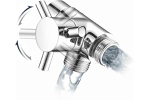 PDPBath Brass 3 Way Shower Arm Diverter Valve for Handheld Shower Head and Fixed Shower Head, G1/2 Universal Connection - Chrome