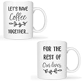 MAUAG Lets Have Coffee Together For The Rest Of Our Lives Coffee Mug Set of 2- Engagement Mr and Mrs Wedding Gift for Couple - Bridal Shower Engaged Bride and Groom Couples Mugs 11 Oz