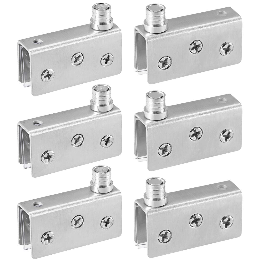 sourcing map Adjustable Glass Door Hinges Clamp，Stainless Steel Cabinet Pivot Hinge Clip for 8-10mm Thickness Glass 52x16x26mm, 3 Pair