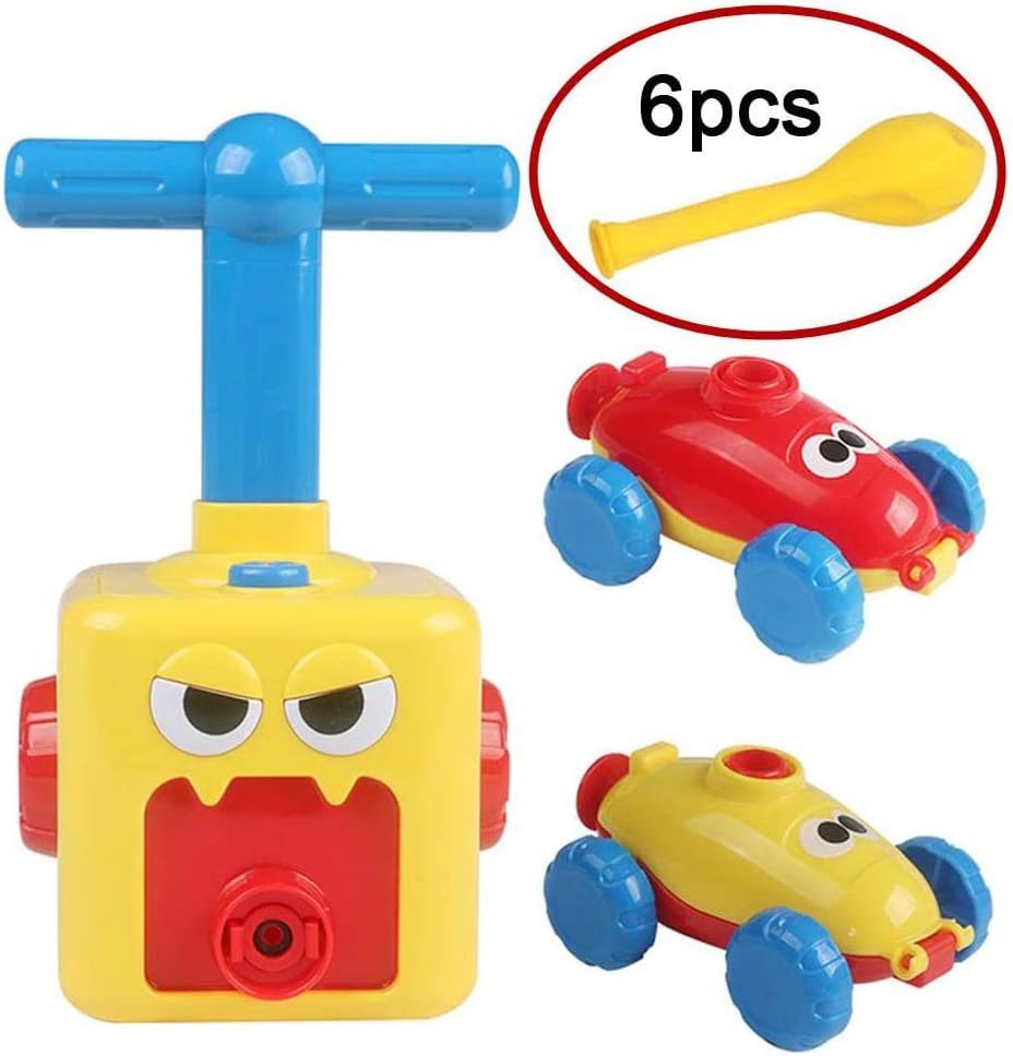 LOSA Fun Inertia Balloon Powered Car Toys Aerodynamics Inertial Power Balloon Car,Hand Push Mini Plastic Air Power Balloon