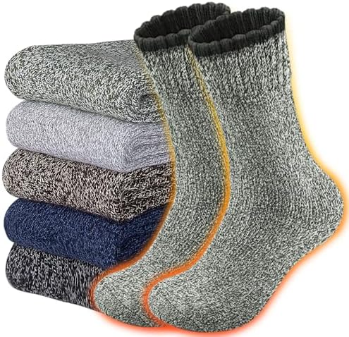 Amazon.com: Josnown Thermal Wool Socks Mens 5 Pairs Thick  display picture 3