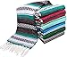 El Paso Designs Mexican Yoga Blanket – Colorful Falsa Serape Throw for Yoga, Beach, Picnic, Saddle, or Home Décor – Soft Woven Boho Blanket (Cool Mint & Gray)