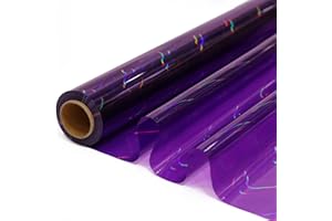 CMFYHM Iridescent Violet Cellophane Wrap Roll I 34 In Wide X 100 Ft Long I Colorful Cello Perfect For Baskets,Gifts, Treats,Birthday Holiday Wedding Floral, Party Arts Crafts Decoration (Violet)