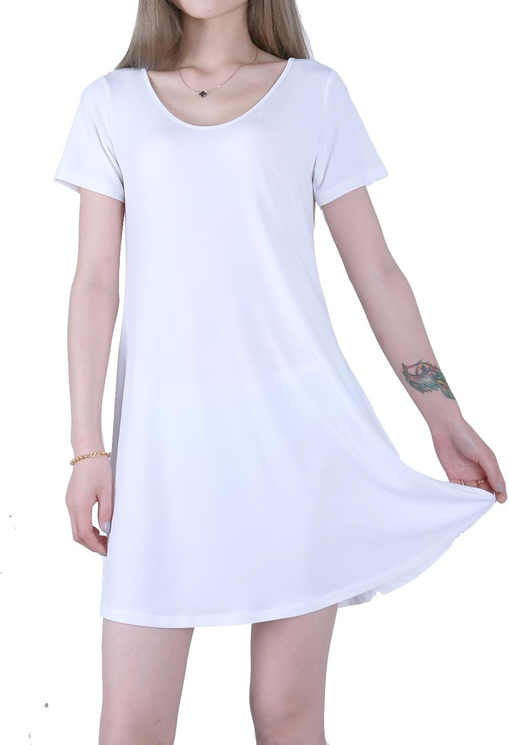 white flowy shirt dress