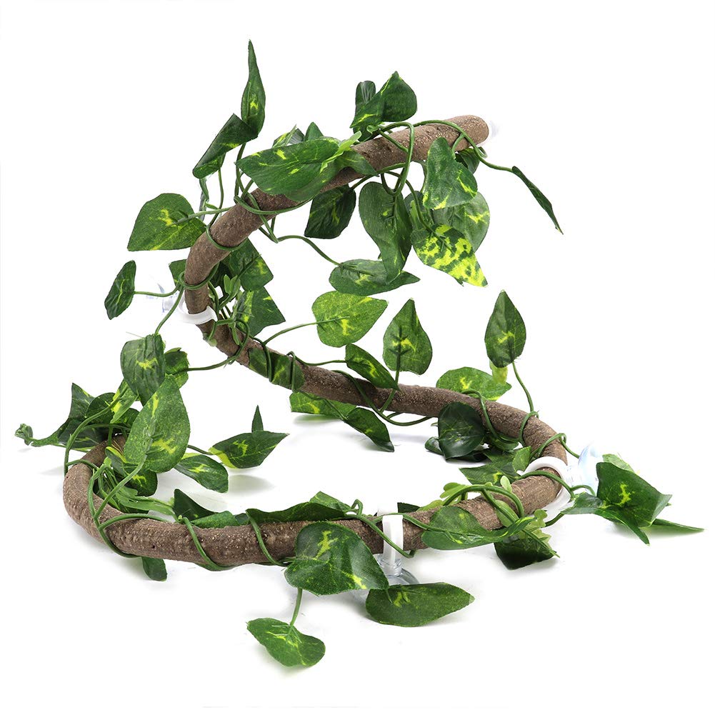 Reptile Vines, Flexible Artificial Climbing Branch for Gecko Jungle Rattan Vine Decor with Suction Cups for Reptile Tanks