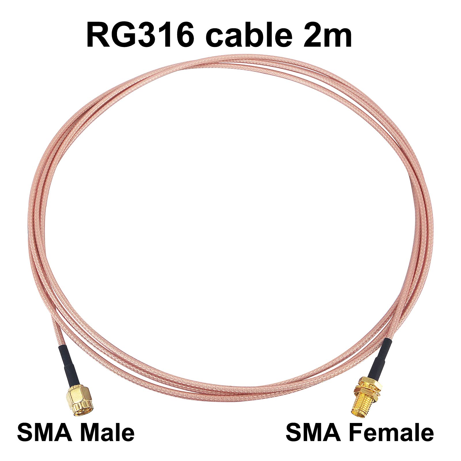 Bolwins F87 SMA Antenna Extension Cable – SMA Male To SMA Male, 3m (10ft) Pigtail Cable, Right Angle Connectors, Black