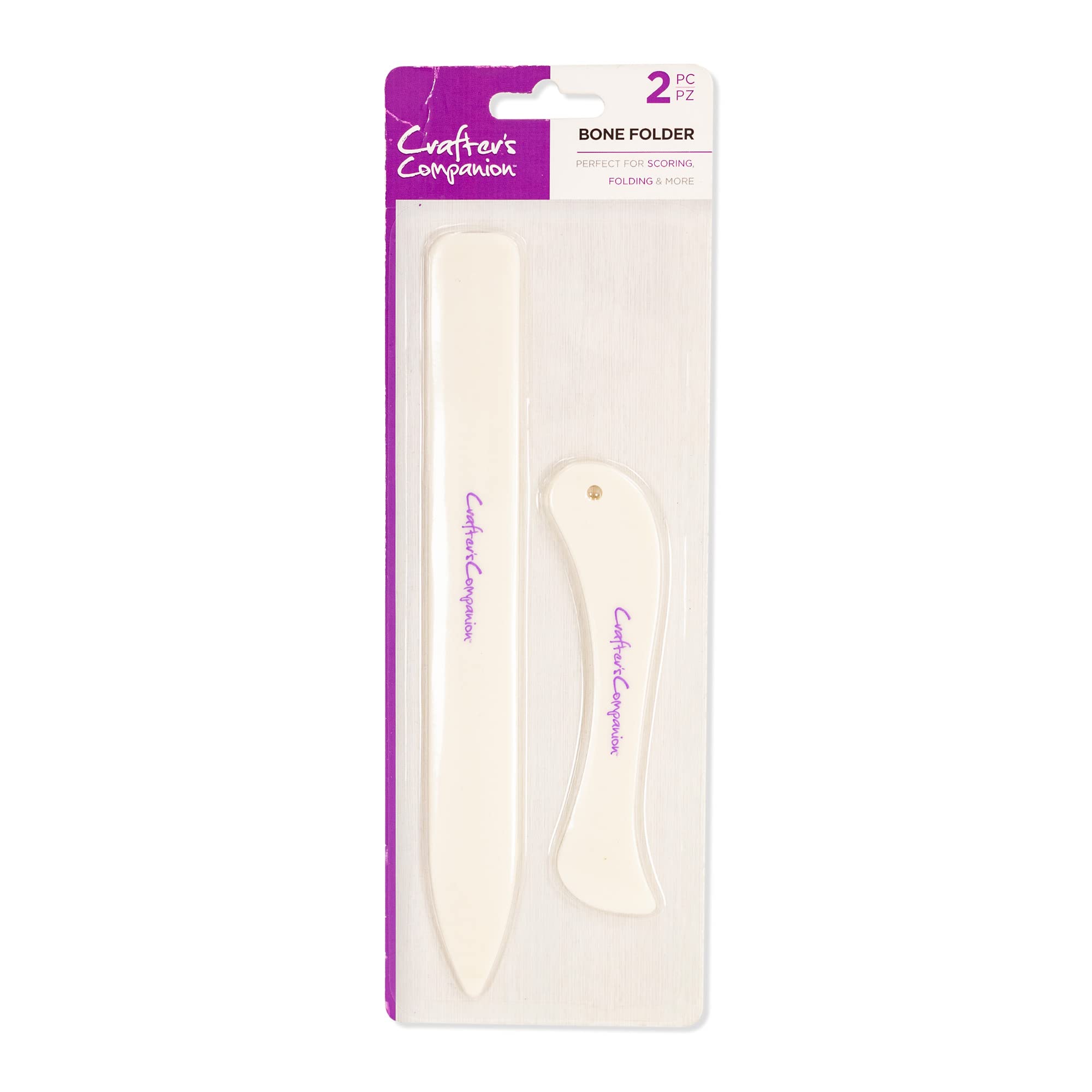 Crafter's Companion Curved and Straight Bone Folders for Paper and Card Crafting Projects - Set of 2, White, One Size