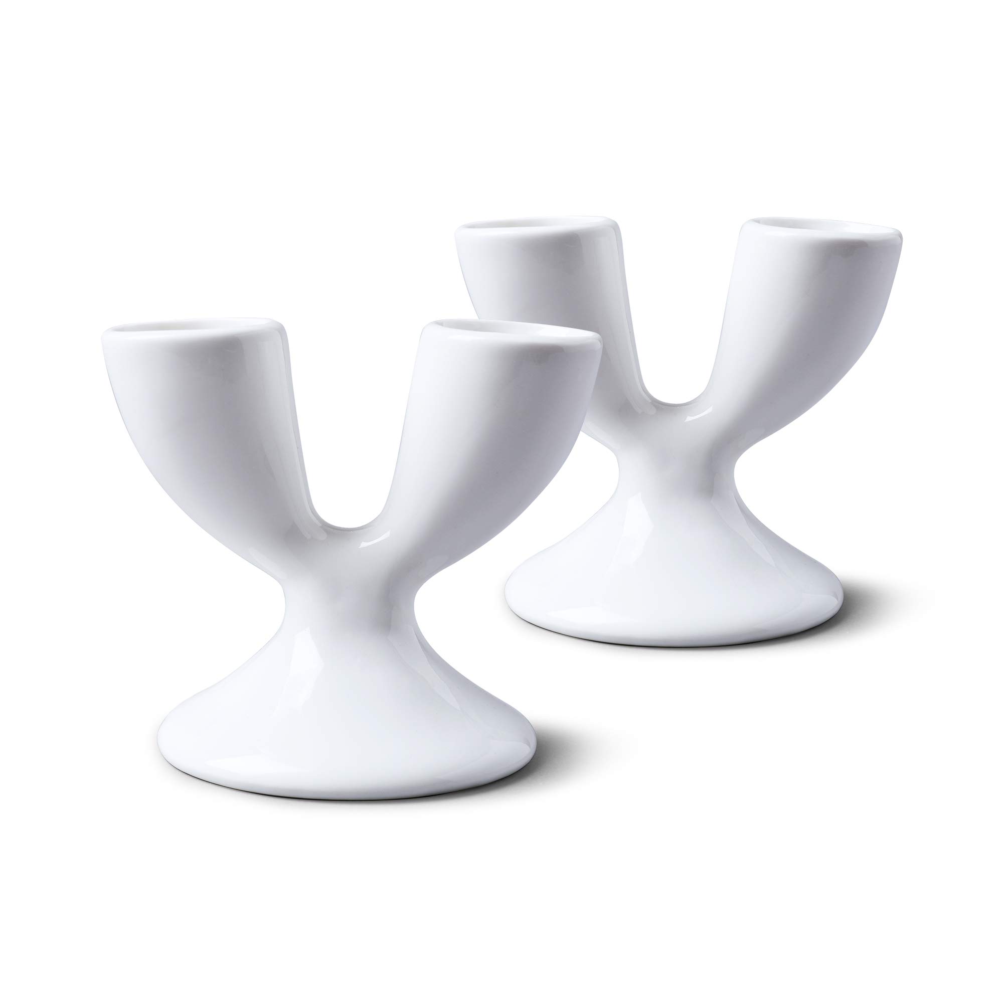 Wm Bartleet & Sons Traditional Porcelain Set of 2 Double Egg Cup – White