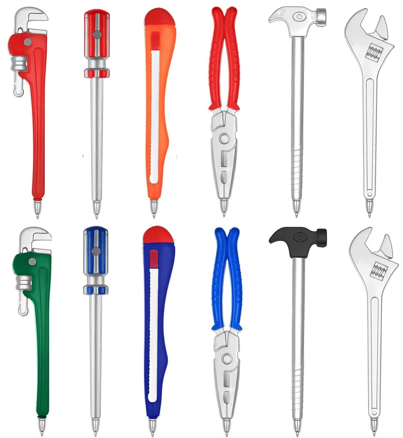 LATERN 12Pcs Novelty Ballpoint Pens, 16CM Hardware Hand Tool Shape Pens Black Ink Writing Pen Wrench Pliers Hammer Screwdriver Design for Kids Adults School Office Gift Stationary Supplies