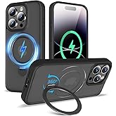 TaeliorTech 2025 Upgraded 360° Rotatable Magnetic Ring Stand for iPhone 14 Pro Case,Compatible with MagSafe,Military Drop Protection,Shockproof Matte Translucent Case for iPhone 14 Pro,Black
