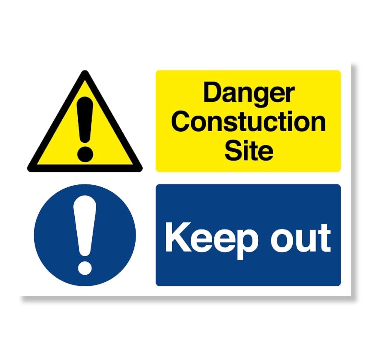Punkcards - Danger Construction Site Keep Out, Safety Warning Sign, A2 594 x 420mm 3mm Foamex