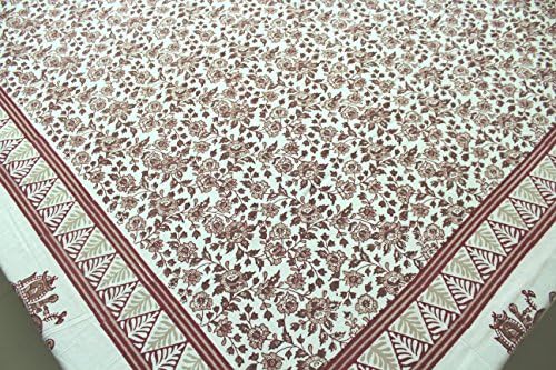 Cotton California King Large Size Stamp Block Print Bedspreads Floral Printed Bedding Sheets White Bed Cover 104 x 114 Inches