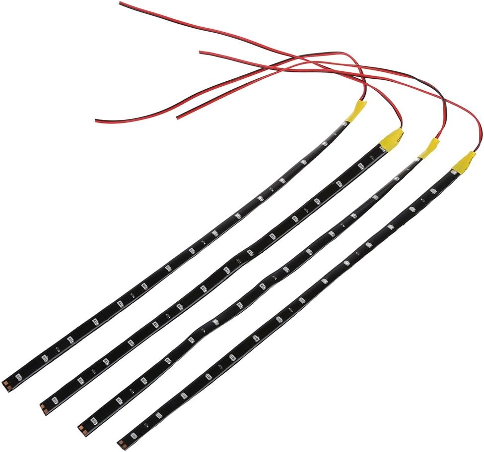 Kamenda 4 x Flexible 15 LED Strip Light 30cm Orange Waterproof for Car Motorcycle