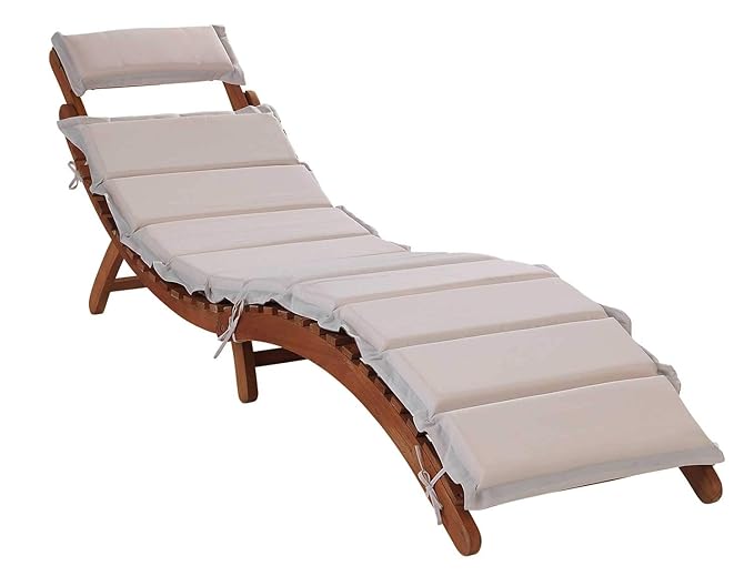 Sonnenliege Gartenliege Holzliege Liege RASSO | Klappbar | Eukalyptusholz | inkl. Auflage