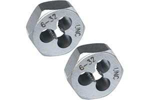 JALJA 6-32 Hex Die 2 Pcs Right Hand Thread Repair Tool Alloy Steel Hexagonal Die for External Thread Cutting and Screw Thread Restoring in Metalworking and Machinery