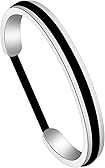 Zuo Bao Handstamped Inspirational Message Hair Tie Bracelet Stainless Steel Grooved Cuff Bangle for Women Girls